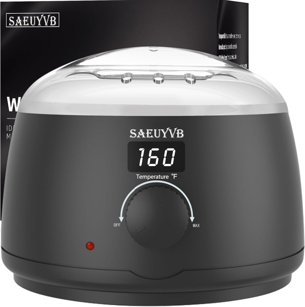 SAEUYVB Professional Digital Wax Warmer with Lid and 16oz Pot for Hair Removal (Black)
