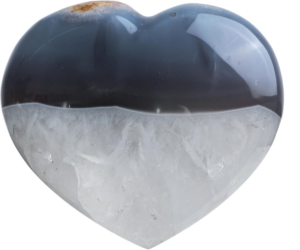 Nupuyai 2.76"-3.66" Natural Agate Heart Stone, Polished Worry Palm Stone for Anxiety Relief, Reiki Healing Crystal Meditation & Positive Energy Feng Shui Decor for Home Office, 200g-300g