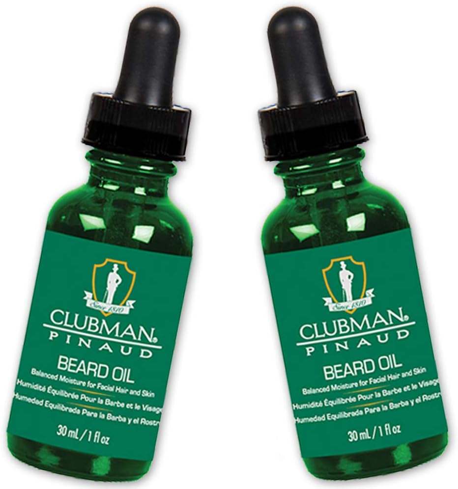 Clubman Pinaud Beard Oil for Men – Nourishing & Hydrating Beard Oil, Balanced Moisture for Facial Hair and Skin, 1 fl oz, 2 Pack