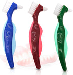 Premium Hard Denture Brush, Multi-Layered Bristles & Portable Double Sided Toothbrush for Denture Care (Pack of 3)