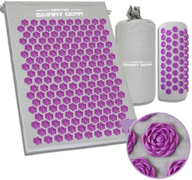 Acupressure Massage Yoga Mat and Pillow Set with Carrying Bag, Stress Relief Therapy, Wellness Meditation