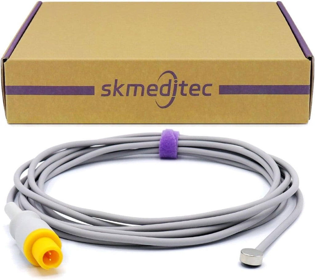 skmeditec Compatible with MindrayDatascope Reusable Temperature Probe, 9.8FT Adult Skin Sensor Cable with 2 Pins Connector, Replacement Cord for 0011-30-37393, MR403B