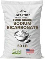 Unearthed Organic Sodium Bicarbonate – 50 lb Bulk Bag, USP Food Grade, 99%+ Purity, Aluminum-Free Baking Soda