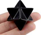 QINJIEJIE Black Obsidian Merkaba Crystal Natural Healing Stones Sacred Meditation Energy Generator 1" Reiki 3D Star Dodecahedron Crystal Grid Home Decor Protection Cleansing Spiritual Gifts