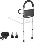 Bed Rails for Elderly Adults Safety: Side Assist Grab Bar Handrails for Seniors with Dual Handle Rails & Storage Bag - Adjustable Bed Cane Portable Bedside Railing - Fits Twin Full Queen King White