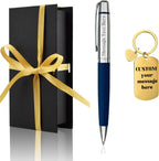 Yastar Custom Gift Ballpoint Pen with Custom Keychain - Gift Box Luxury Pen with PU Leather, Engraving your Message, Name. Gift Set for Men & Women