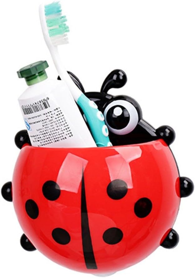 Ladybug Toothbrush Holder Toiletries Toothpaste Holder Bathroom Sets Suction Hooks Tooth Brush Container Ladybird On