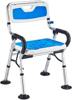 HUHJYUGE Shower Chair for Inside Shower, Shower Chair Foldable, Shower Chair with Arms and Back for Seniors, Portable Adjustable Height Non-Slip Shower Chair for Adults (B)