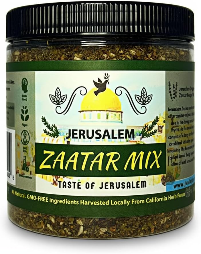 Jerusalem Zaatar Spice Mix Jar by Julian’s Valleys | Made with Natural Herbs and Pure Sumac | 4OZ | Zataar seasoning Jar| No Preservatives/No Citric Acid - (Za'atar/zatar/zahtar/zahatar)