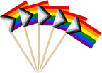 AhfuLife 100pcs Progress Pride LGBTQ Toothpick Flags Cake Toppers, Progress LGBTQ Cocktail Stick Flag for Sandwich Food Cupcake Toppers Tableware Pride Day Party Supplies Pub Royal Event Decor