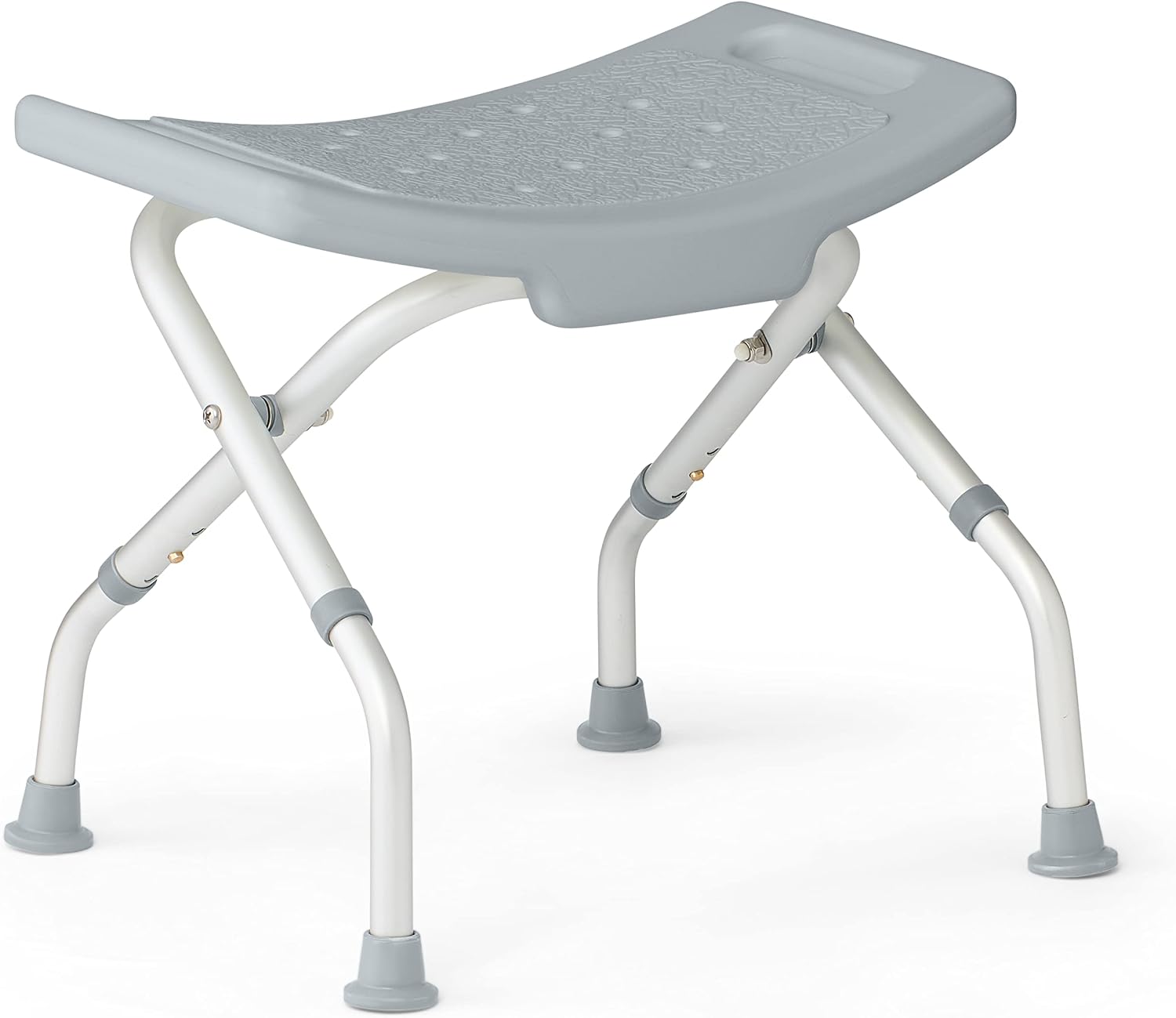 Medline Folding Shower Chair Without Back, Bath Chair Supports up to 250 lbs, Gray