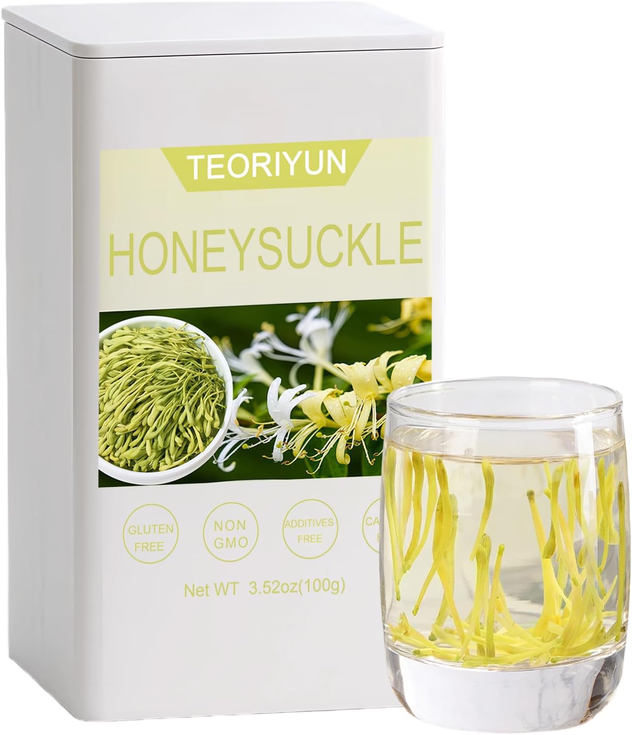 Honeysuckle Buds, 100% Pure Natural Dried Honeysuckle Buds Organic,Jin Yin Hua Tea -Premium Flower Herbal Tea (Honeysuckle (3.53oz/100g))