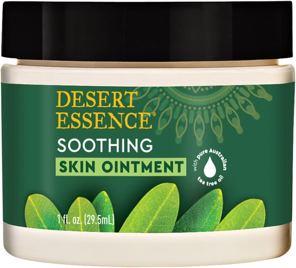 Desert Essence TEA TREE OIL SKIN OINTMENT – Itch Relief, Rash Cream for Razor Burn - Soothing Balm with Lavender & Jojoba - Gluten & Cruelty-Free - 1 oz