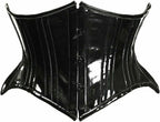 Daisy corsets womens Top Drawer Black Patent Pvc Vinyl Double Steel Boned Curvy Cut Waist Cincher