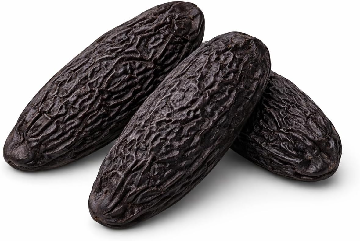 Premium Tonka Beans Whole – 3 Pieces | 100% Natural Dried Tonquin Beans | Intense Vanilla, Almond & Spice Aroma | Gourmet Baking & Desserts