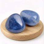 Super Large Polished Blue Aventurine Healing Crystal Stones - 2 Pcs of 1.2" Worry Stone for Anxiety, Pocket Palm Gemstones Handpicked Natural Tumbled Rocks for Meditation, Reiki, Chakra, Home Decor