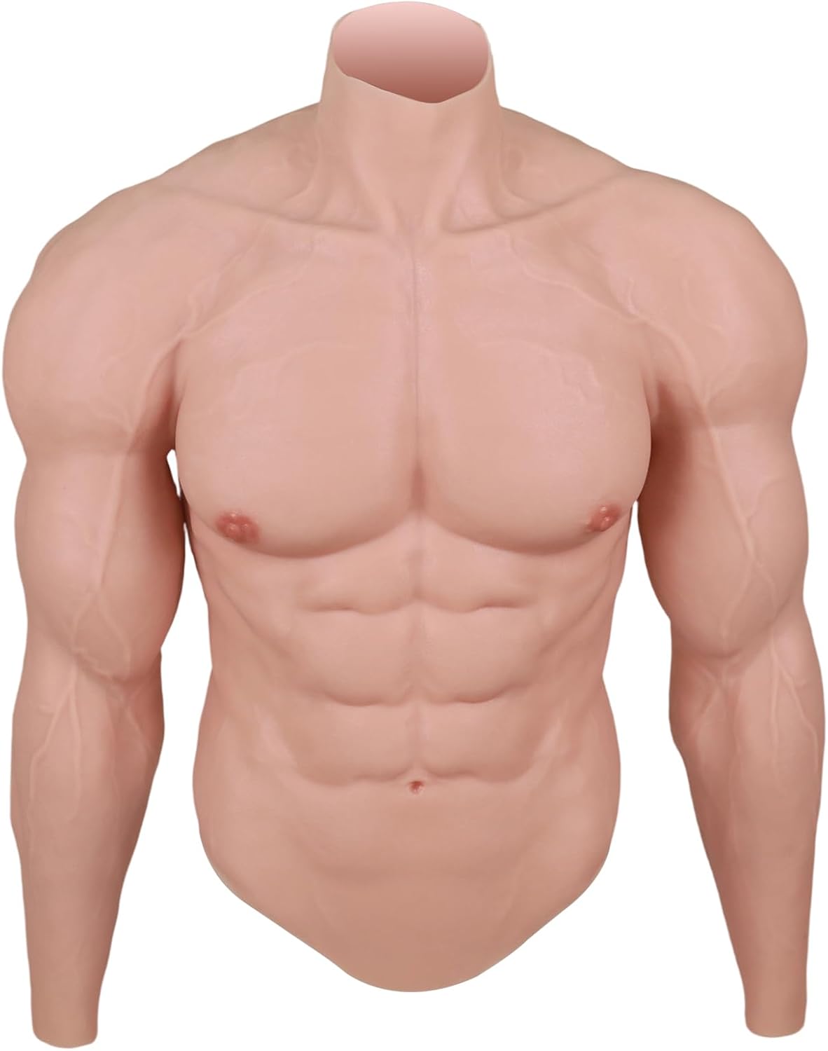 Silicone Muscle Suit with Arms for Men, Realistic Muscular Chest & Abs Half-Body Cosplay & Performance
