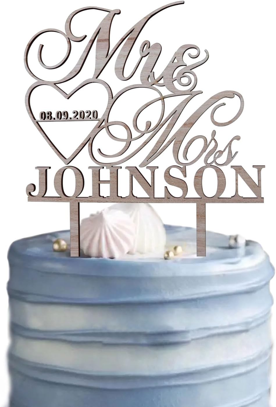 Personalized Mr & Mrs Cake Topper for Wedding,14 Colors Customized Wedding Date And Last Name To Bride and Groom,Rustic Wedding Anniversary Cake Topper