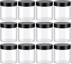 TUZAZO 4 Oz Plastic Container Jars with Lids BPA Free, Empty Round Clear Cosmetic Containers Plastic Slime Jars for Lotion, Cream, Ointments, Body Butter, Makeup, Travel Storage (12 Pack)