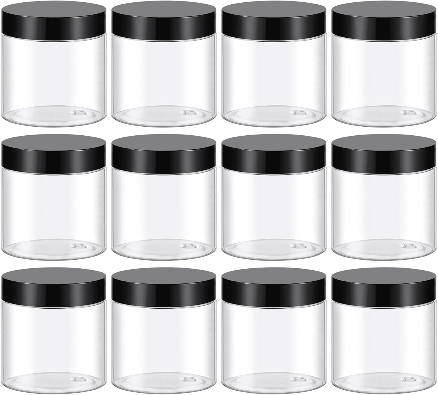 TUZAZO 4 Oz Plastic Container Jars with Lids BPA Free, Empty Round Clear Cosmetic Containers Plastic Slime Jars for Lotion, Cream, Ointments, Body Butter, Makeup, Travel Storage (12 Pack)