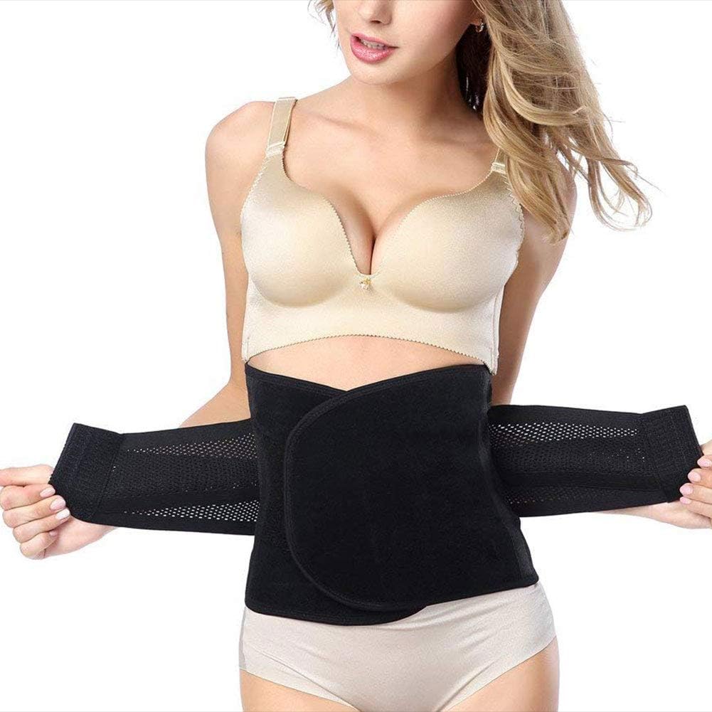 Waist Trimmer Belt- Breathable Postpartum Postnatal Recoery Materinty Support Belt Post Pregnancy After Birth,Pregnancy Belly Band Abdominal Binder,Black,Size M