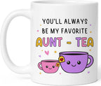 Gifts For Aunt, Auntie My Favorite Aunt-tea Gift, Funny Best Aunty Mug - Perfect Birthday, Christmas Gifts For Auntie From Niece, Nephew
