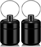 Pill Keychain Holder - Small Pill Box Waterproof Pills Fob Organizer Portable Ring Holder Keychain for Purse (Black 2PCS)