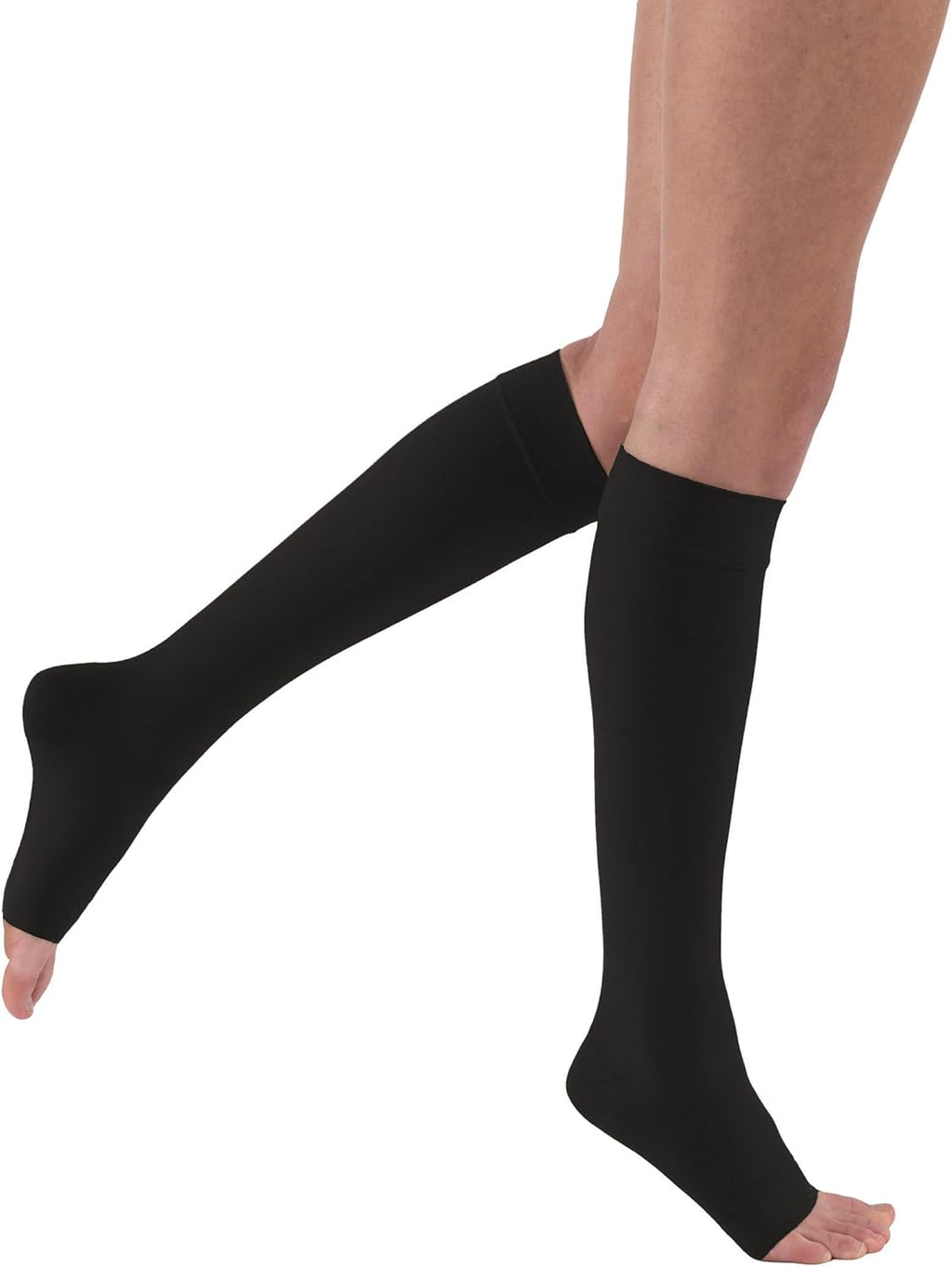 JOBST Relief Knee High Graduated Compression Socks, 15-20 mmHg - Comfortable Unisex Design - Open Toe, Black, X-Large Full Calf