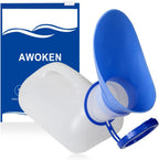 AWOKEN Unisex Urinal, Portable Toilet Urinal for Men and Women, Pee Bottle with a Sealed Lid and Funnel for Elderly Kids and Patients for Camping Outdoor Travel (Blue-1 Set of Urinal)