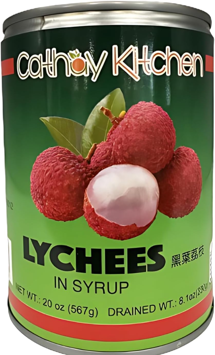 Cathay Kitchen Premium Lychee in Syrup - Peak Season Harvest | Perfect for Cocktails, Desserts, and Smoothies | 120oz Non-GMO & Gluten-Free (6)