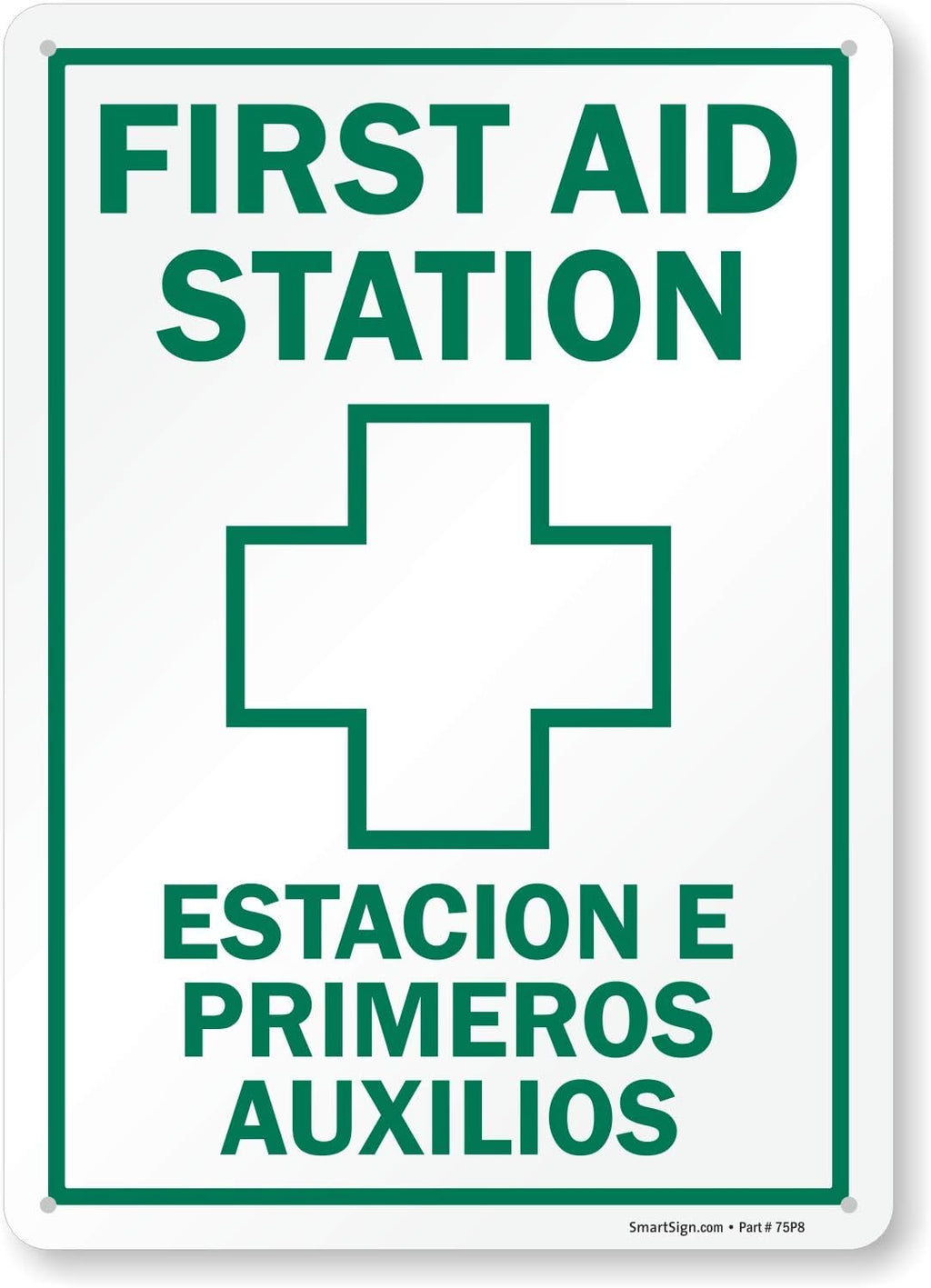 SmartSign “First Aid Station” Bilingual Sign | 10" x 14" Plastic