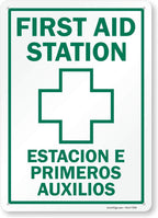SmartSign “First Aid Station” Bilingual Sign | 10" x 14" Plastic