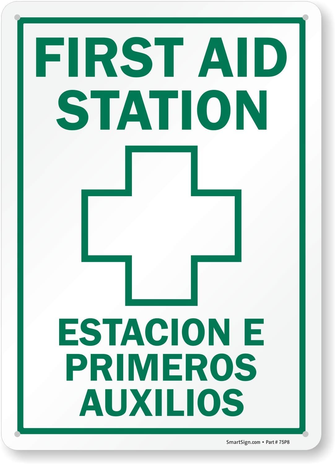 SmartSign “First Aid Station” Bilingual Sign | 10" x 14" Plastic