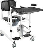 Patient Lift Transfer Chair, 5 in 1 Patient Lift Chair for Elderly and Disabled with 180°Split Seat,Portable Potty & Seat Cushion for Home,Adjustable Hydraulic Lifting Height,330.7lbs (Black)