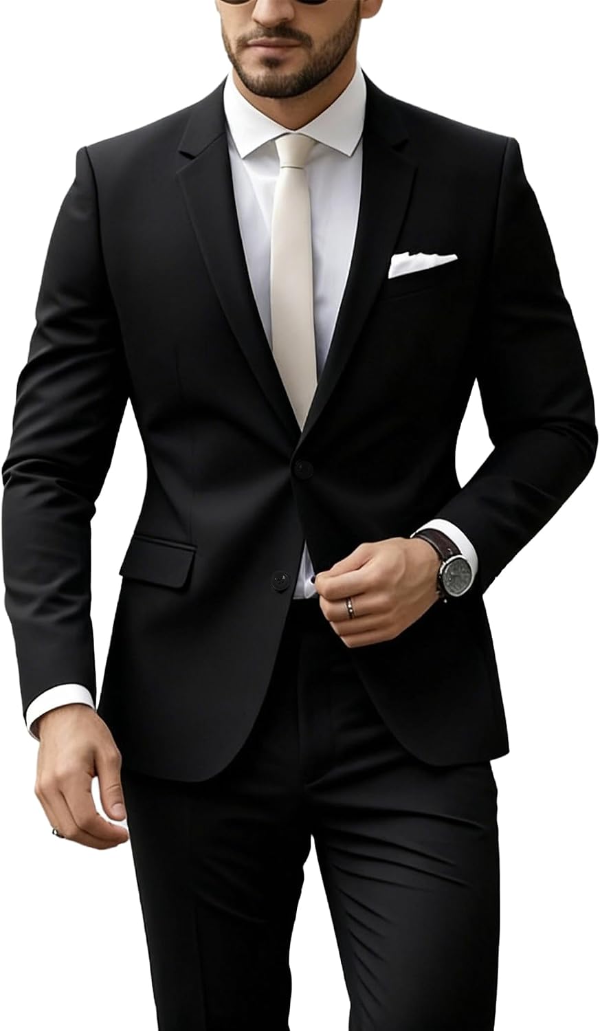 Mens Suits Classic fit 2 Piece 2 Button Formal Tuxedo Jacket Suits Pants Set for Wedding Business Prom