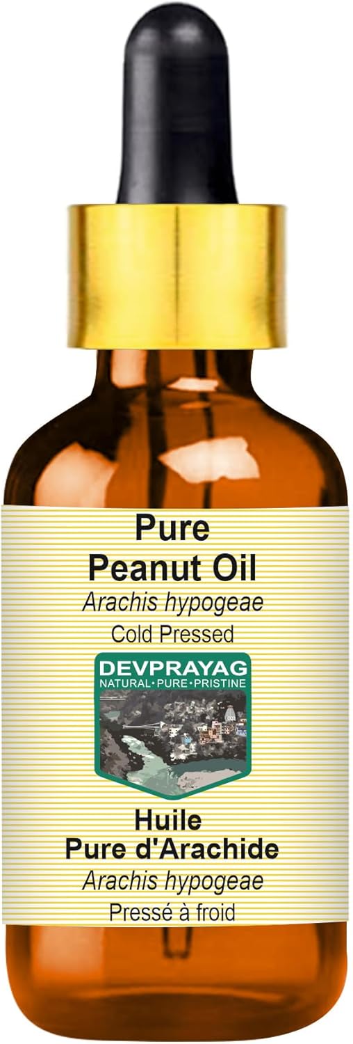 Pure Peanut Oil (Arachis hypogeae) with Glass Dropper Cold Pressed 50ml (1.69 oz)