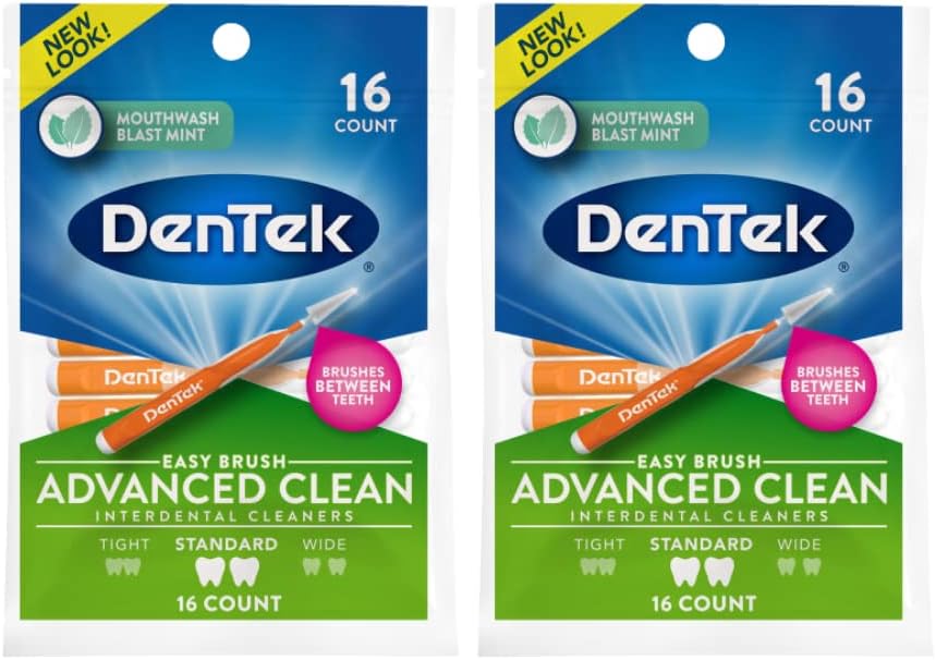 DenTek Easy Brush Interdental Cleaners, Standard, 16 Count, (Pack of 2)