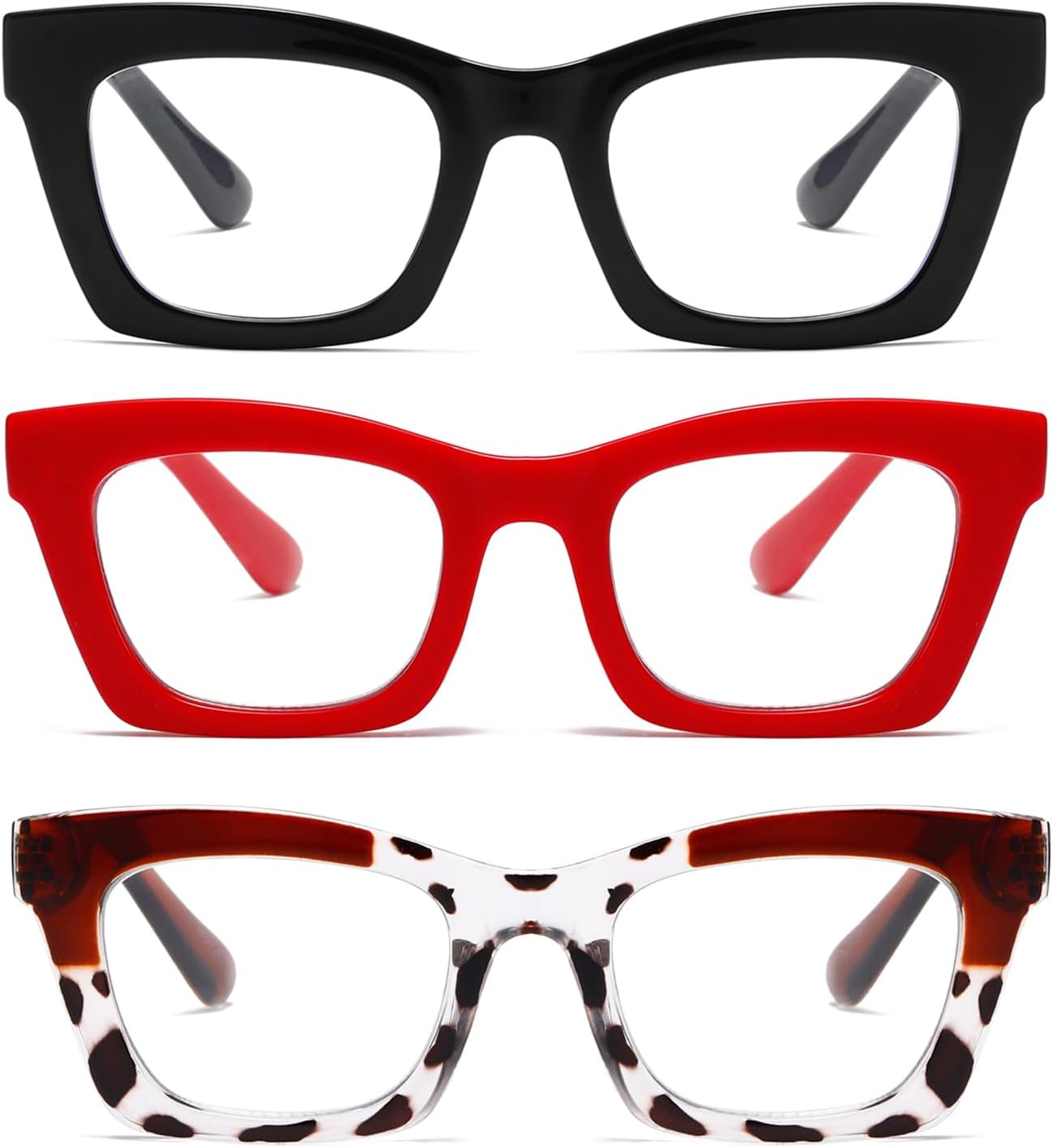 Hubeye Oprah Style Reading Glasses for Women Men Blue Light Blocking Computer Square Readers with Spring Hinge