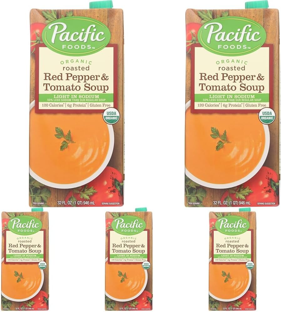 Pacific Foods Organic Red Pepper and Tomato Soup 32 Ounce (Pack of 5)