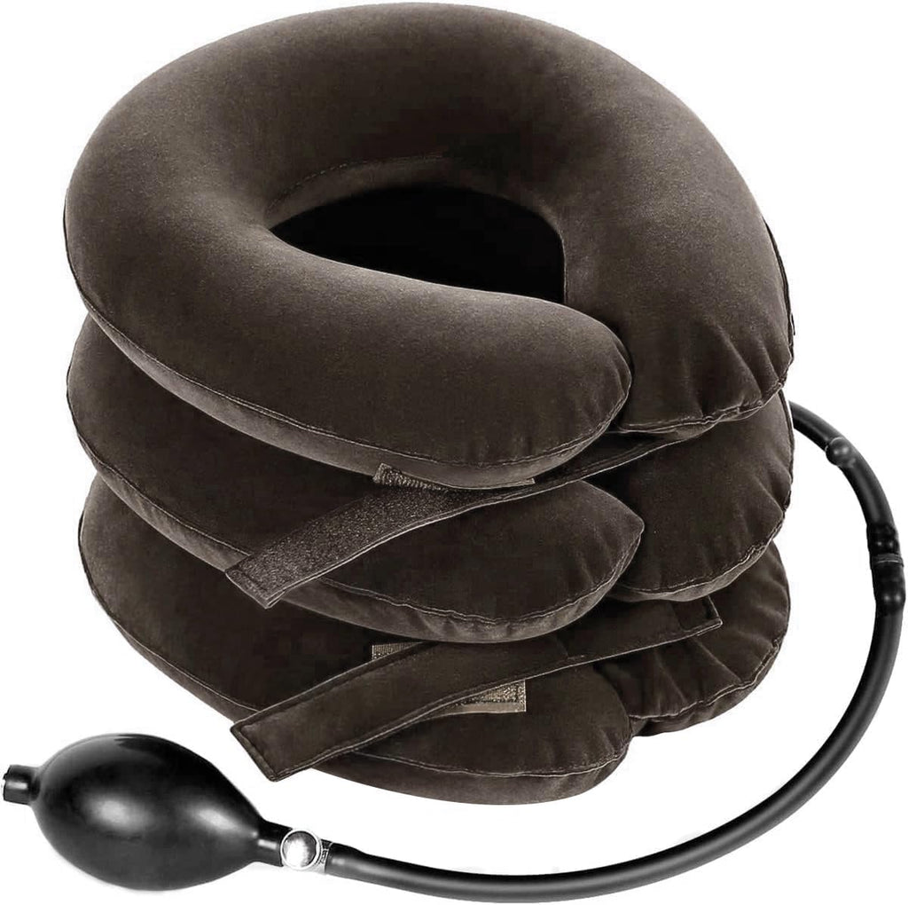 Cervical Neck Traction Device for Instant Neck Pain Relief - Inflatable & Adjustable Neck Stretcher Neck Support Brace, Neck Traction Pillow for Home Use Neck Decompression (Classic Gray)