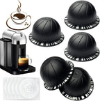 Reusable Vertuo Pods Refillable Coffee Vertuo Capsule for VertuoLine Refill Compatible with Nespresso Vertuo 150/230 ml with 5pcs Aluminum Foil Lids (5pcs Black (230 ml))