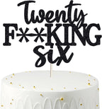 Happy 26th Birthday Cake Topper 26 Birthday Cake Toppers-Black Glitter, Funny 26th Cake Topper for Men,26 Cake Topper For Women, 26th birthday decorations,26th Birthday Cake Topper