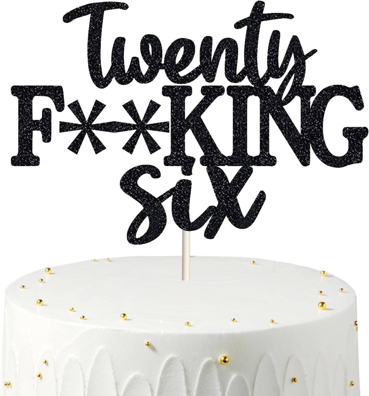 Happy 26th Birthday Cake Topper 26 Birthday Cake Toppers-Black Glitter, Funny 26th Cake Topper for Men,26 Cake Topper For Women, 26th birthday decorations,26th Birthday Cake Topper