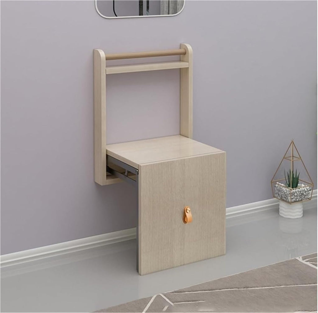 Wall-Mounted Shoe Changing Stool Hanging Folding Stool Thin Floating Seat for Entryway Bathroom Small Spaces Lightweight(Gray)