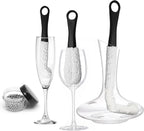 Litoexpe 3 Pieces Decanter Cleaning Brush with 400 Pieces Cleaning Beads, Wine Glass Cleaner Brush Flexible Bottle Cleaning, Household Cleaning Tools for Wine Decanters, Goblets, Cups (Black)
