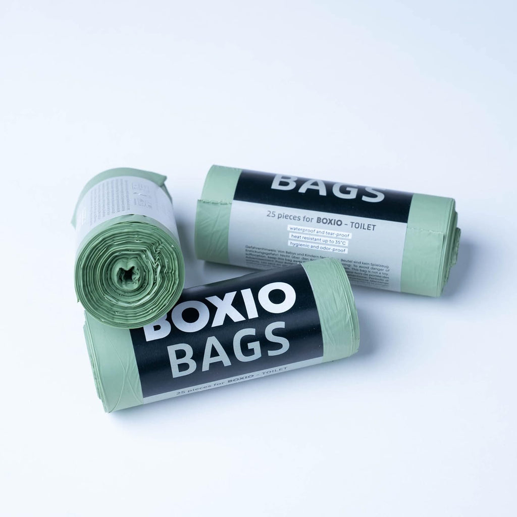 BOXIO - Bag Bundle: 3x Compostable Trash Bags for Camping Toilet & Kitchen | 2.6 Gallon recyclable Bags for home & Portable Toilet | Eco-Friendly Compost Bags for Kitchen, Bathroom, Office Fit - green