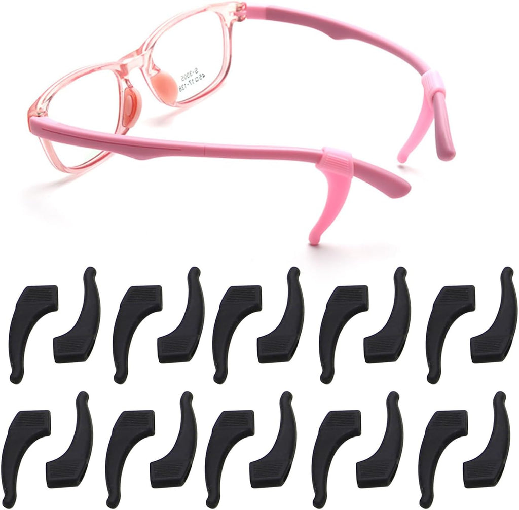 OPUGIT Eyeglass Ear Grips Hook, Anti-Slip Soft Comfortable Silicone Ear Hook, Eye glass Temple Tips Sleeve Retainer 10 Pairs