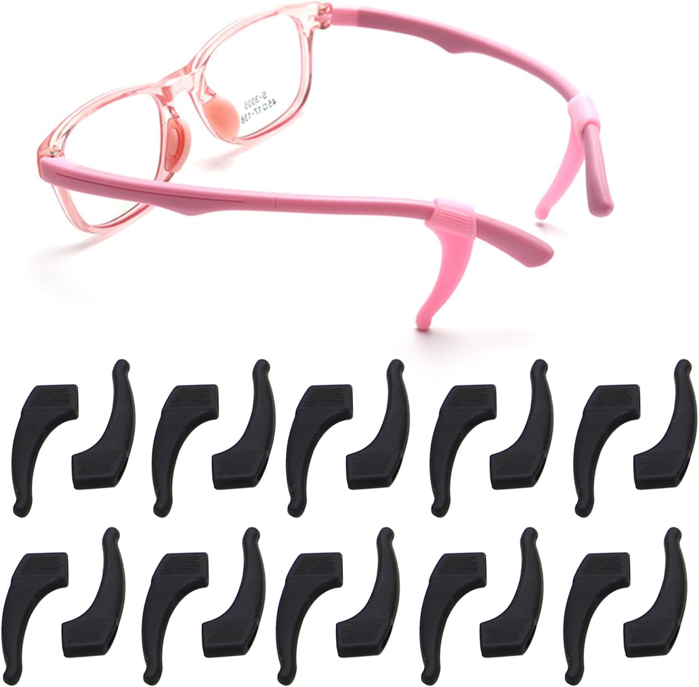 OPUGIT Eyeglass Ear Grips Hook, Anti-Slip Soft Comfortable Silicone Ear Hook, Eye glass Temple Tips Sleeve Retainer 10 Pairs