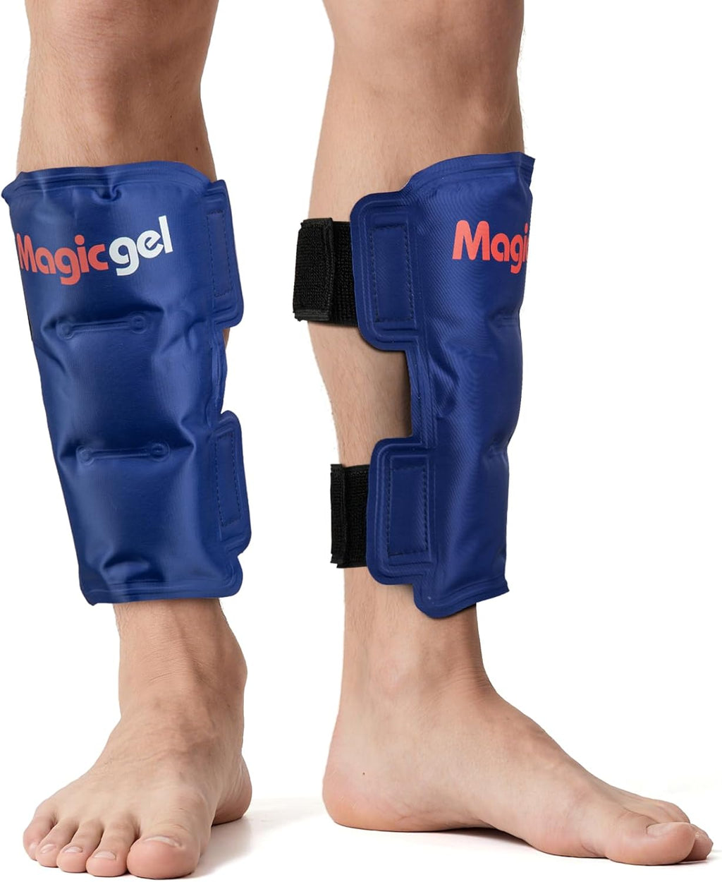 Magic Gel Shin Splint Relief - 2pcs Ice Packs for Shin Splints Hot & Cold - Flexible Leg Compression Wrap - Reusable Therapy Gel for Runners & Athletes