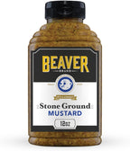 Beaver Brand Stone Ground Mustard, Traditional German-Style Whole Grain Mustard, 12 oz Squeeze Bottle